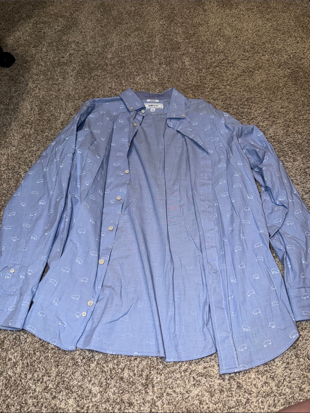 crown & ivy Light Blue Micro-Print Button-Down Shirt